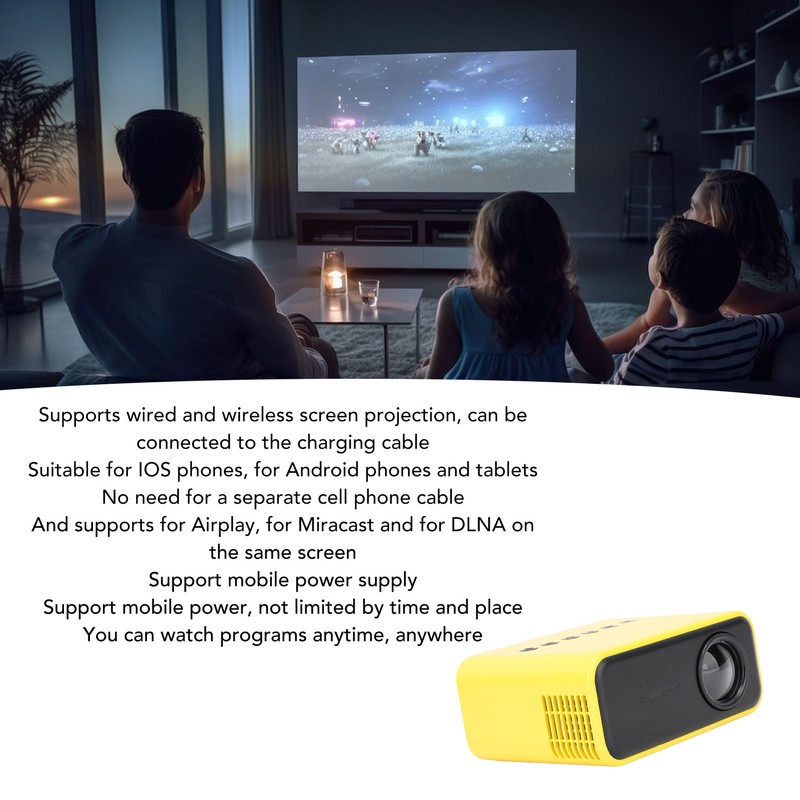 Mini Projector Multifunction HD 1080P WiFi Wireless Wired Screen Projection