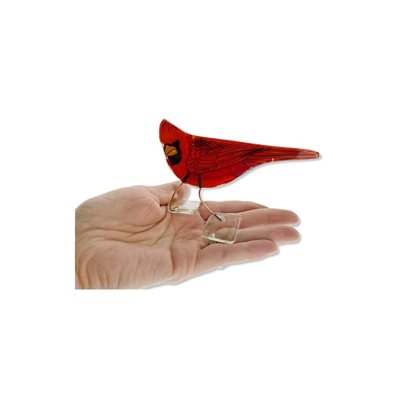 Glass Cardinal Figurine - Recycled Glass Special Moments Standing Bird