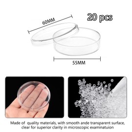 XULEGGNK 60 mm Plastic Petri Dish, Laboratory Culture Bowl, Sterile Bacteria Petri Dishes with Lid, Laboratory Cell Tissue Petri Dishes, with 3 ml Pipette Dropper, for Laboratory Culture Bacterial