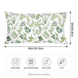 Floral Spring Lumbar Pillow Covers 20x40 Vintage Wild Flowers Decor Leaves Sage Green Long Body Pillow Cover,Wildflower Plant King Size Pillowcase Protector with Zipper Decorative Cushion Cover
