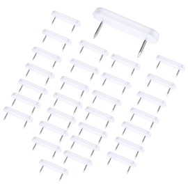 30PCS Plastic Head Double Pins, Upholstery Tacks, Bed Skirt Pins, White Furniture Chair Leg Brooch for Anti-Slip Noise Reduction, Sheet Clips Flat Head Pin for Slipcovers and Bed Skirts