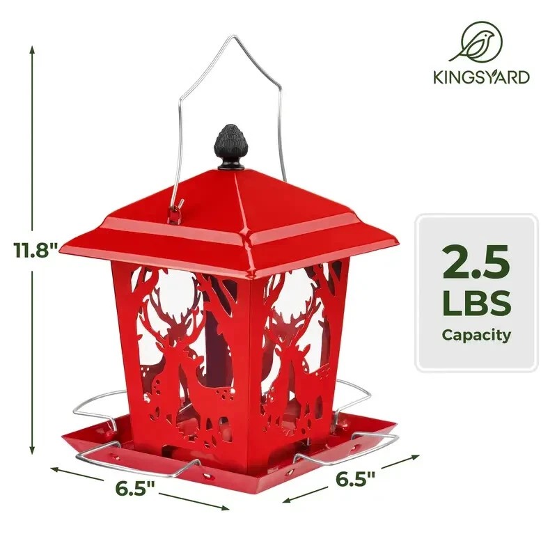 Bird Metal Deer Design Wild Bird Hopper Feeder With 4