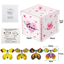 BOFUNX Surprise Box Birthday Gift Box with Flying Butterflies Explosion Box Pop Up Surprise Box for Birthday Wedding Graduation Party Decoration