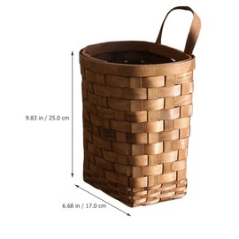 UPKOCH Wooden Basket - Rustic Woven Hanging Basket for Flowers, Chopsticks, Potatoes, Onions, Sundries Storage, Willow and Rattan, 9.82x668x5.31in