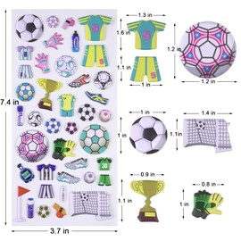 SHANGRLA Puffy Sports Stickers for Kids,3D Foam Sports Ball Stickers Including Basketball Football Baseball Soccer and Volleyball Stickers for Scrapbooking Crafts,Sport Party Favors for Boys Girls