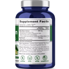 NusaPure Bitter Melon Extract 10,000 mg 180 Veg Caps (100% Vegetarian, Non-GMO)