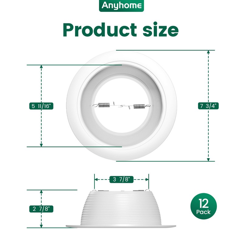 Anyhome 6 Inch Can Light Cover,12 Pack White Can Light