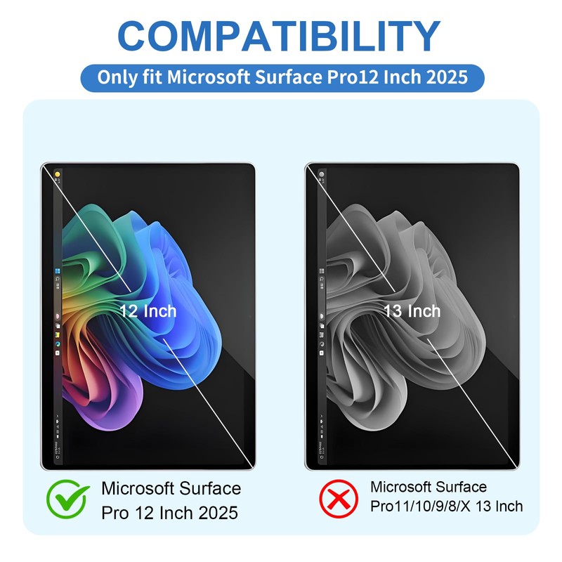 SSS·GRGB Glass Screen Protector for 2025 Surface Pro 12" 2-Pack
