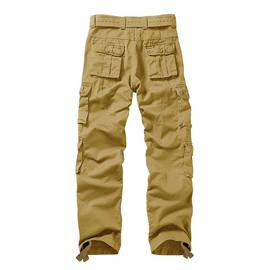 AKARMY Men's Cargo Pants, Military Tactical Casual Pants, Lightweight Cotton Work Pants with Multi Pockets K18 Khaki 38