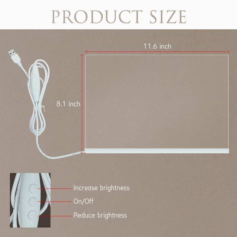 Laysinly Acrylic Dry Erase Board with Light up Stand, 11.81"