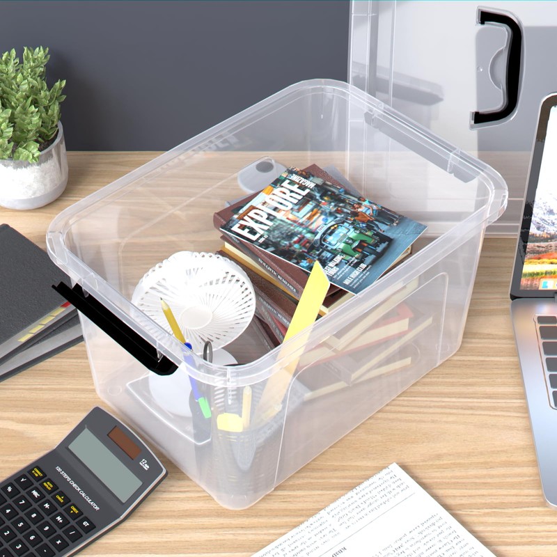 Uumitty 4 Pack 10.5 Quart Clear Storage Box, Plastic Storage