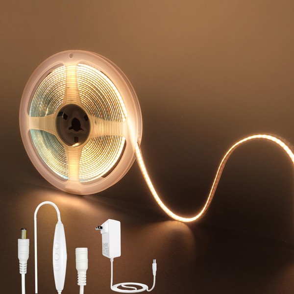 Clearhill 12V COB 320LED Strip Lights with Dimmer Switch and