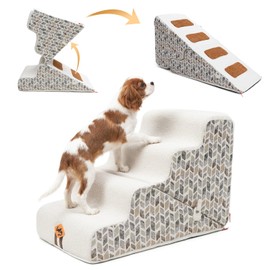 Laifug Pet Dog Stairs for Small Dogs 19.7" H, 2 in 1 Transformable 4-Step Pet Stairs and ramp, Dog Steps for Couch Bed (18~24 in) with Durable Non-Slip Waterproof Cover