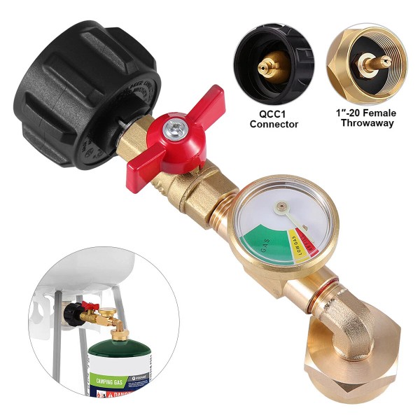 Unbranded Propane Refill Adapter W/Gauge & Control Valve Fill 1