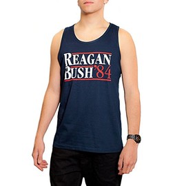 Back To Back World War Champs Reagan Bush 84 Men's Tank Top Presidential Campaign Navy