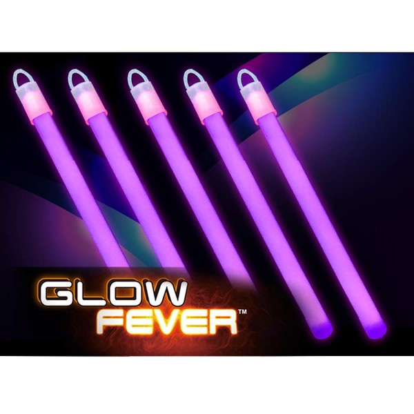 Glow Fever Bulk 100ct 6" Premium Glow in The Dark Sticks, End Caps with Lanyards Included, for Party Supplies Festivals Raves Birthday Wedding (Purple)