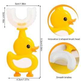 SIRLOMU 2pcs U-förmige Zahnbürste, manuell, für Kleinkinder und Kinder, alle abgerundeten Zähne, rund, breit für Jungen und Mädchen