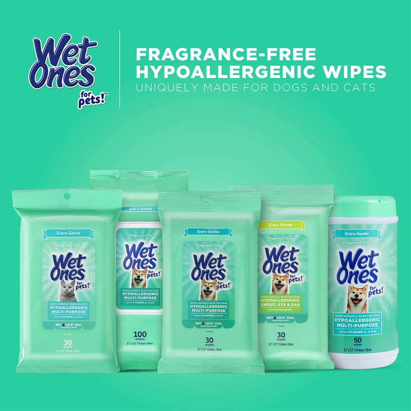 Wet Ones for Pets Hypoallergenic Multipurpose Dog Wipes with Vitamins