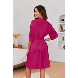 Ekouaer Short Robes for Women Lightweight Kimono Robes Knit Bathrobe Soft Sleepwear with Pockets S-XXL