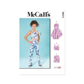 McCall's Girls' Athletic Knit Jacket, Cropped Top and Leggings Sewing Pattern Kit, Design Code M8374, Sizes S-M-L, Multicolor