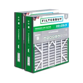 Filterbuy 20x25x5 Air Filter MERV 8 Essential Dust & Allergy Defense (2-Pack), Pleated HVAC AC Furnace Filters for Trion Air Bear, Generalaire, Skuttle, and More (Actual Size: 19.63 x 24.13 x 4.88)