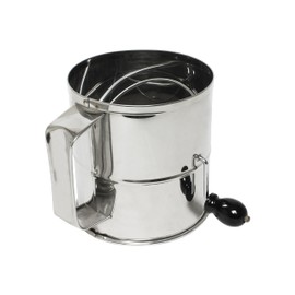 TrueCraftware- 8 Cup Stainless Steel Flour Sifter with Four Wire agitator to sift flour Mirror Finish- Mesh Baking Sifter Quick Sifting Flour Sifter Crank Sifter Flour for Baking Cakes and Spices