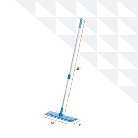 Superio Miracle Mop Set 2 Pack, Microfiber Flat Mop Wet and Dust Mop for Vinyl Plank, Hardwood, Laminate, Tile Flooring, Wall, with Aluminum Telescopic Handle, and Microfiber Mop Pad, Blue
