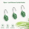 12PCS Leaves Shower Curtain Hooks, Green Plant Leaves Decorative Shower
