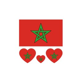 ZPDNURZL 10 Sheets Morocco Flag Tattoos Stickers 40 Pcs Waterproof Sweat Sports National Flag Removable Fake Tattoos