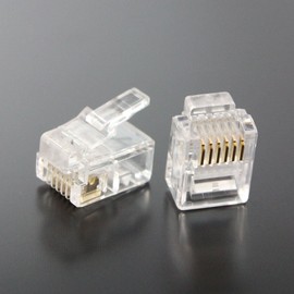 RJ12/11 Modular Plug Connector 6 Poles 6 Poles 6 Core (6P6C) 100 Pcs Taloes [CRJ11-100P6] Telephone Cord for Modular Cable (Telephone Line)