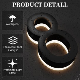 MIDIT 6 Inch Backlit LED House Numbers, Waterproof Stainless Steel, High Transparency Acrylic, LED Illuminated Home Address Number, Lighted House Numbers, Modern Address Numbers, 6 Inch Number 8