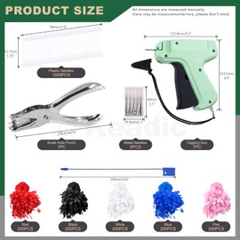 Keadic 2007Pcs Clothes Tagging Garment Kit Including Label Tagging Gun with Steel Needles, Plastic Barb Fasteners, 5 Colors Tag Hang Strings, Hole Punch for Tags Clothing Market Yard Sale and Decorate