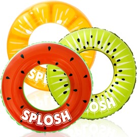 Splosh Inflatable 90cm Rubber Rings - Set of 3 Fruit Swimming Ring Pool Toys - Swim Ring Pool Floats for Kids & Adults