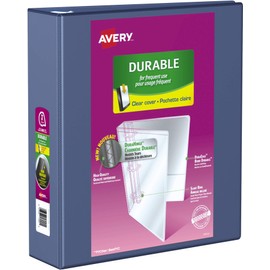 AVERY Durable View Binder, 3" Slant Rings, 600 Sheet Capacity, 3 Ring Binder, 2 Pockets, PVC Free, Navy (17044)