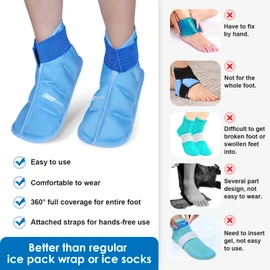 ComfiTECH Foot Ice Pack Wrap for Feet, Cooling Boot for Ankle, Cold Heel Pad for Plantar, Medium