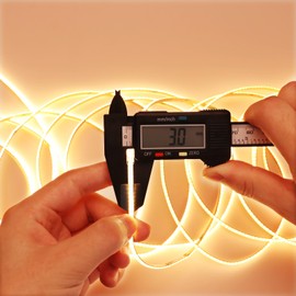 TOPAI 12V Thin 3mm COB LED Strip 3000K Warm White 16.4ft Bright CRI>90 Uniform Dotless 384LEDs/M Adhesive Flexible Cuttable LED Tape Light for DIY, Bedroom, Under Cabinet Lighting