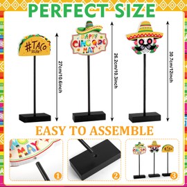 3 Pcs Cinco De Mayo Table Decorations Wooden Signs Mexican Fiesta Decorations for Home Holiday Party (Word)