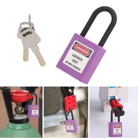 Safety Lock, Lock Out Tag Out Padlocks, 38mm/1.5in Safety Padlock Engineering Insulation Dust‑Proof with 2 Keys for Factories Construction Sites Hospitals (Purple)