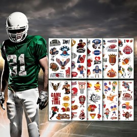 American Football Tattoos Temporary Assorted Designs Waterproof Cartoon Football Player Helmet Rugby Sports Fake Tattoos Stickers Holiday Game Day Face Tattoo for Kids Boys Teen Fans 10Sheets