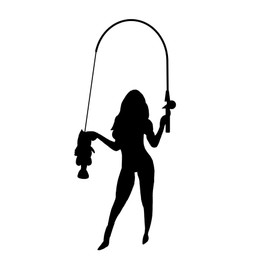 [orurudo Fishing] fissingusutekka- "Go Fishing Anglers 6 Beauty To Hook, Line and Sinker 15 X 9 cm" Stick Spatula with Cooler Box, Perfect for Cars, Planes, Boats, Dress Up Fishing Sticker Car Sticker Decal Seal Fish Logo Letters Armor Design Monochrome 