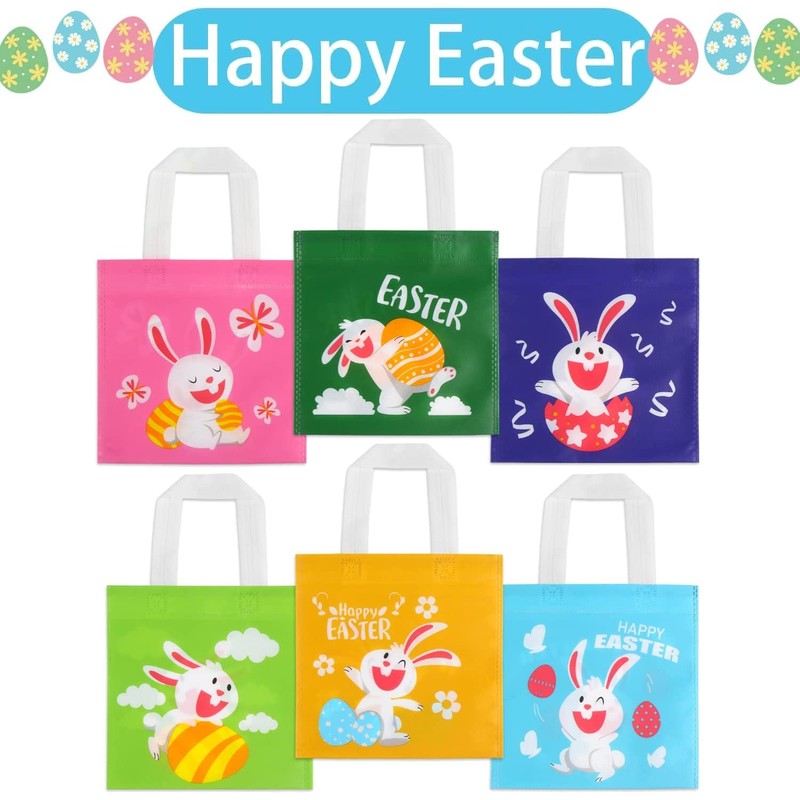 LOKIPA Easter Bags,24 Easter Non Woven Sweet Gift Treat Tote