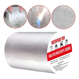 Cinta Impermeable Tapa Goteras 20cm X 10mts Plateado Lisa