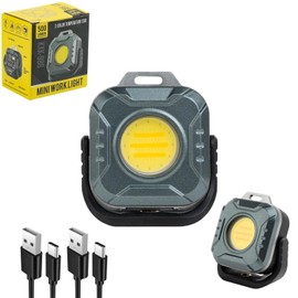 KUNHE 2 Pack Mini Portable LED 1200 mAh Rechargeable Magnetic Work Light 500 Lumens 180° Rotating IPX5 Waterproof for Car Repairing Prefect Christmas Gift Lights Stocking Stuffers for Adults Men