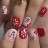 24 Pcs Christmas Square Press on Nails Short Acrylic Fake