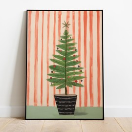 JUHMI Xmas Poster, A4 (21 x 29 cm) Decoration with Saying for Christmas, Living Room Wall Decoration, Bedroom, Kitchen Decoration with and without Frame, Christmas Tree in Pot