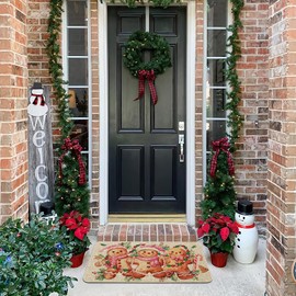 Baccessor Pink Candy Gingerbread Man Christmas Doormat,Merry Christmas Xmas Winter Non-Slip Entrance Floor Porch Welcome Door Mat Indoor Outdoor Outside Front Holiday Decor 17x29 Inch