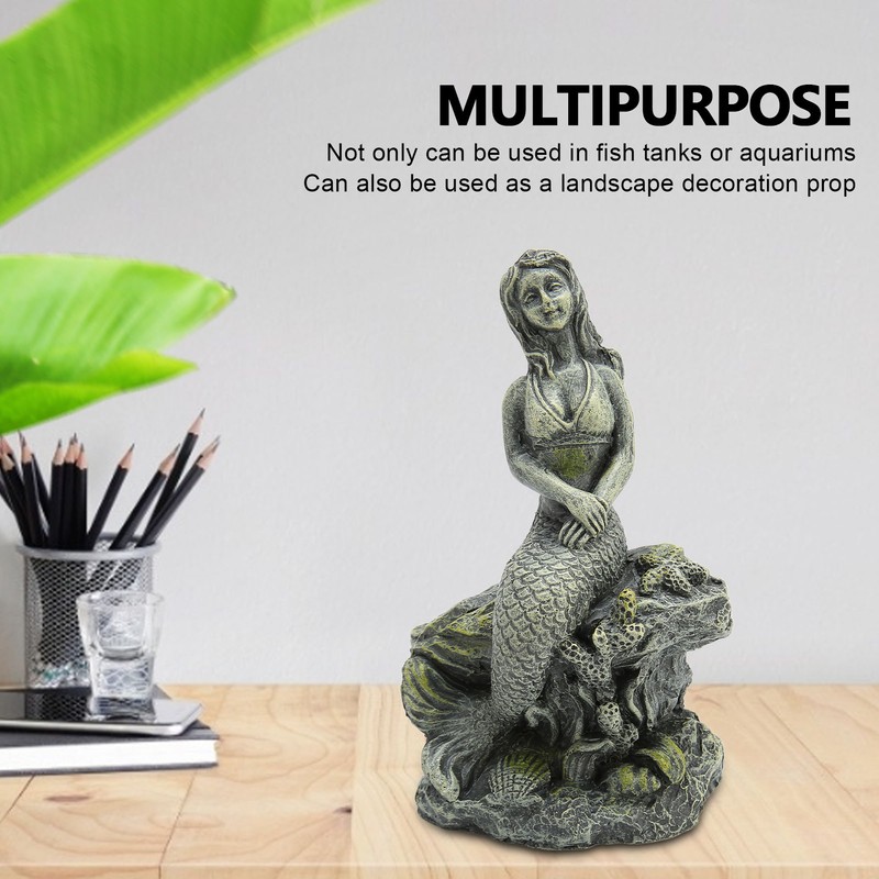 Aquarium Mermaid Statue Safe Resin Beautiful Fish Tank Mermaid Decor