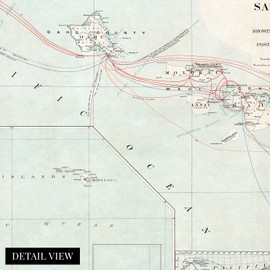 HISTORIX Vintage 1903 Hawaii Samoan Islands & Guam Map - 24x36 Inch Post Route Map of the Territory of Hawaii Samoa Islands & Island of Guam Wall Art