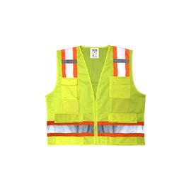 Safety Main Premium High Visibility Surveyor Vest Solid Front Mesh Back, 10 Pack, Large