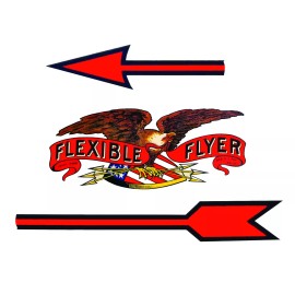 Unbranded FLEXIBLE FLYER SLED DECAL  EAGLE/ARROWS, WATER SLIDE WHITE BACKING LASER PRINTED